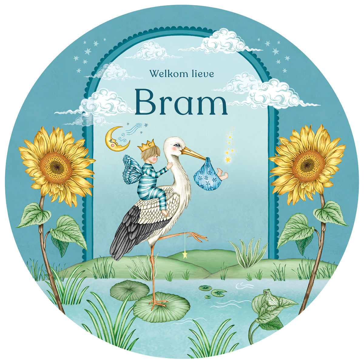 Raamsticker Stork &amp; Baby Brother - Story of July