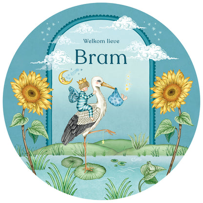 Raamsticker Stork &amp; Baby Brother - Story of July