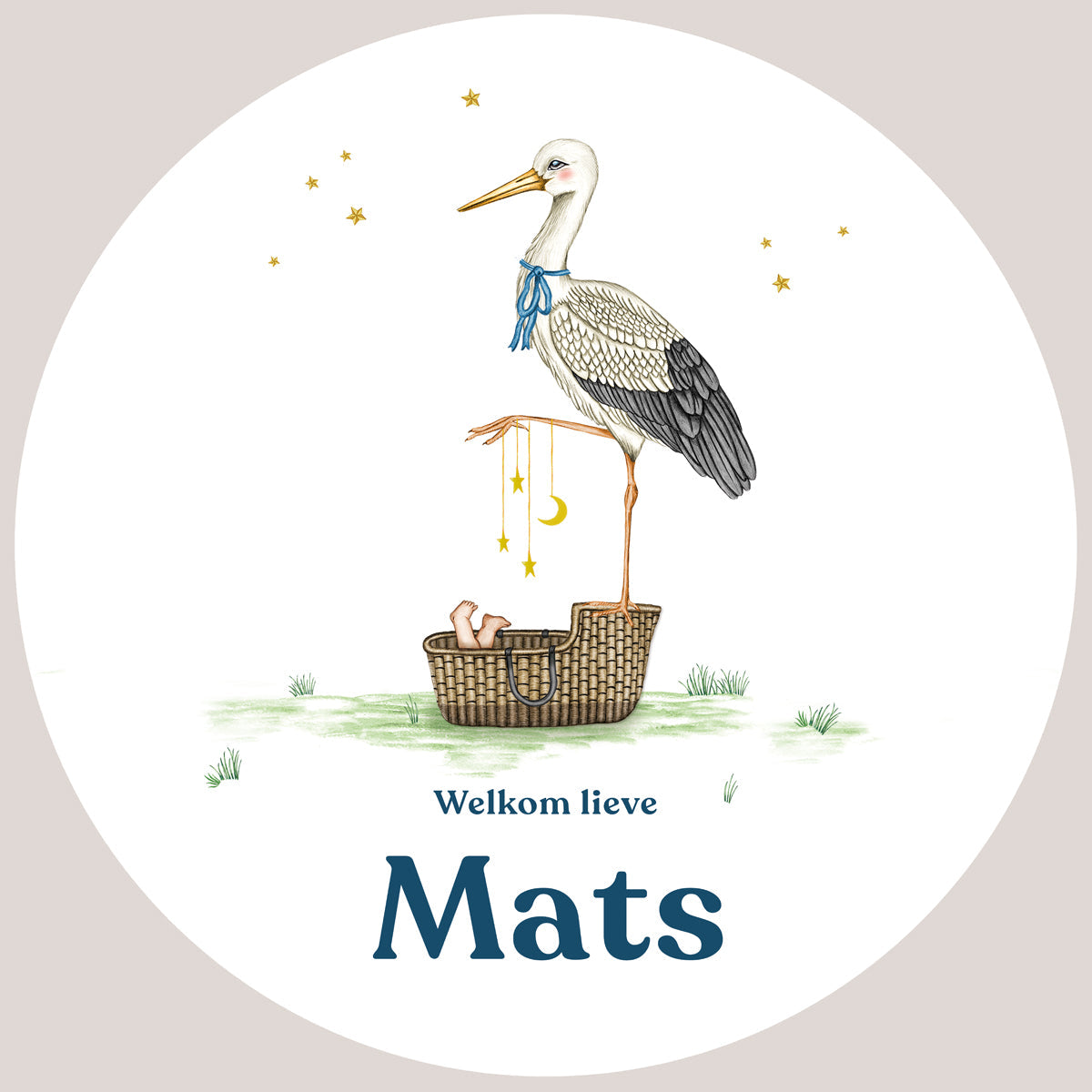 Raamsticker Stork Basket - Story of July
