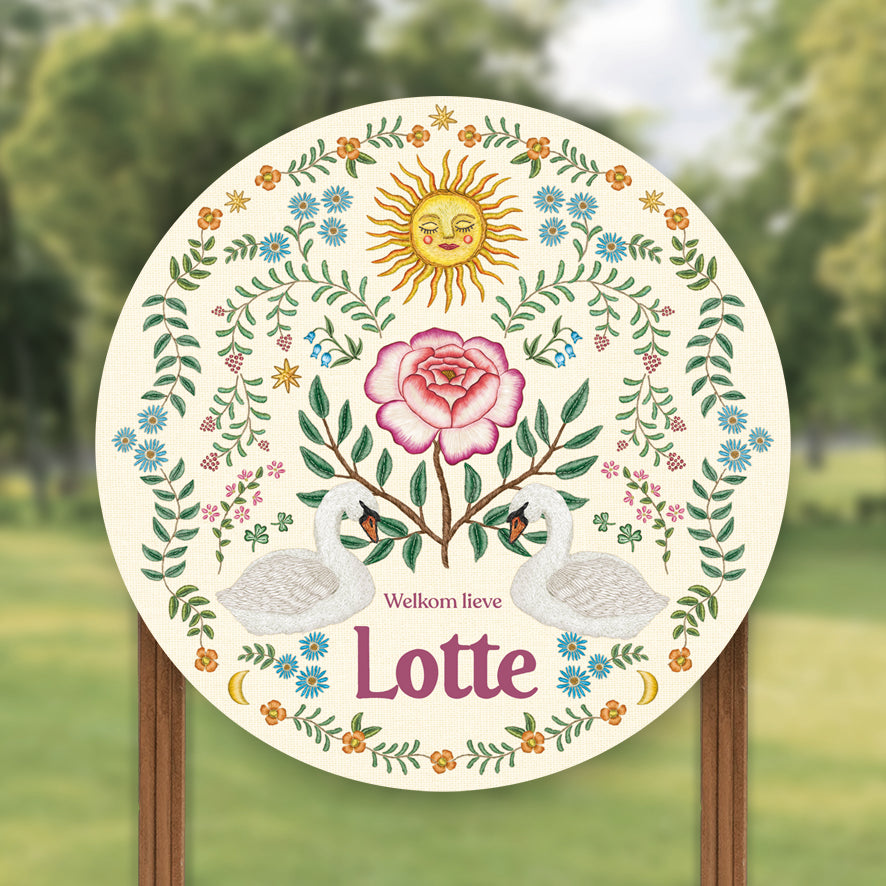 Tuinbord Swan Rose - Story of July