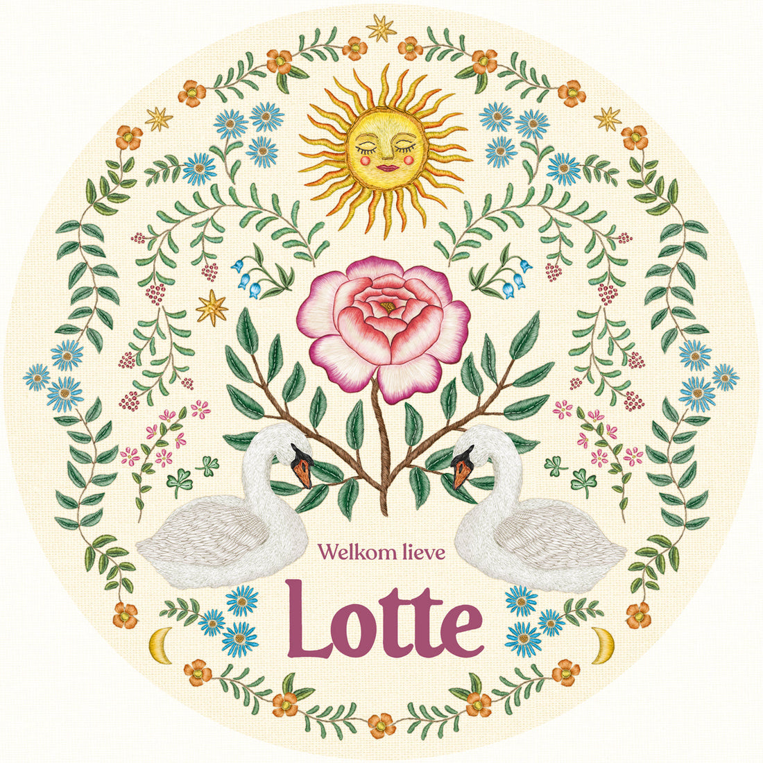 Raamsticker Swan Rose - Story of July