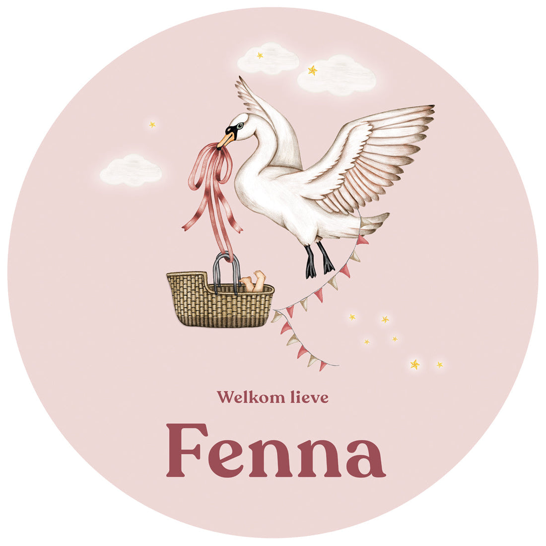 Raamsticker Swan Basket Pink - Story of July
