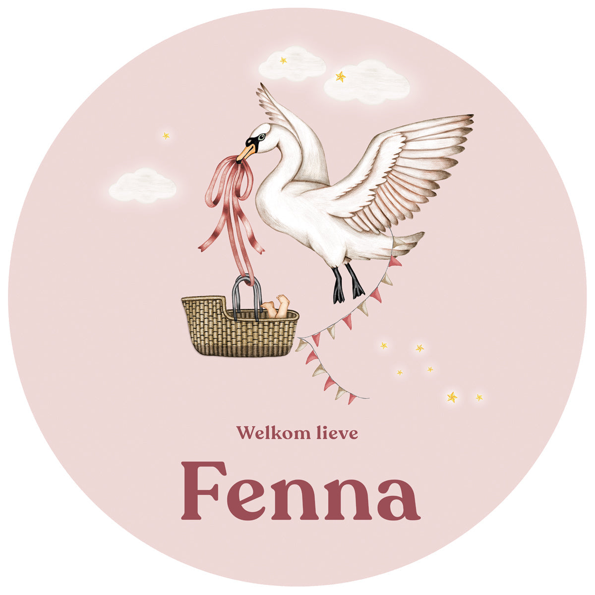 Raamsticker Swan Basket Pink - Story of July