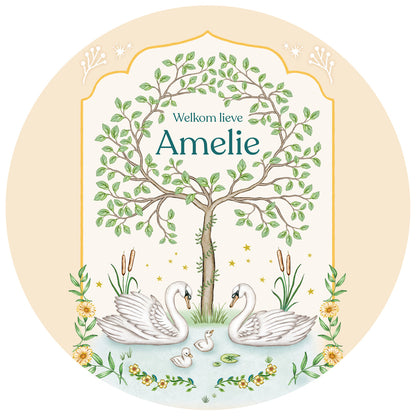 Raamsticker Swan Tree - Story of July