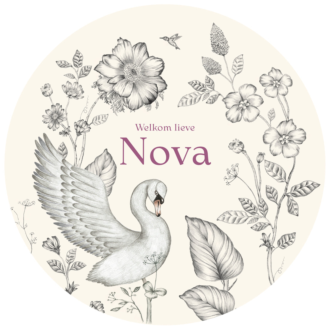 Tuinbord Swan Flowers Offwhite - Story of July