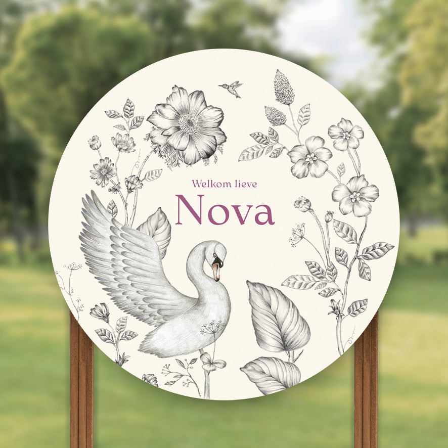 Tuinbord Swan Flowers Offwhite - Story of July