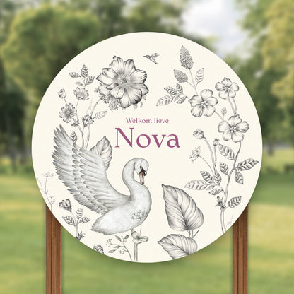 Tuinbord Swan Flowers Offwhite - Story of July