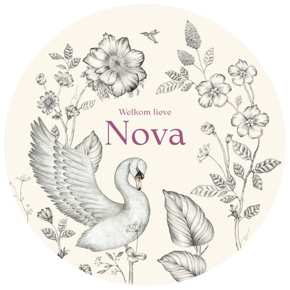 Raamsticker Swan Flowers Offwhite - Story of July