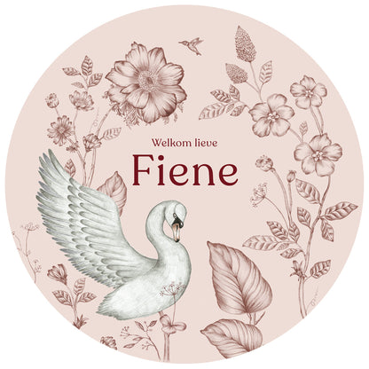 Raamsticker Swan Flowers Pink - Story of July