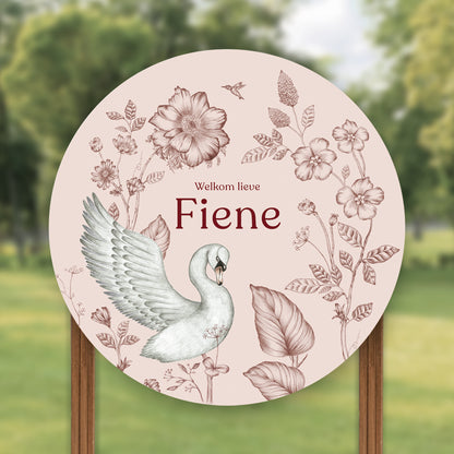 Tuinbord Swan Flowers Pink - Story of July