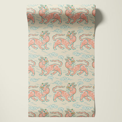 Behangsample Vintage Tigers Terra