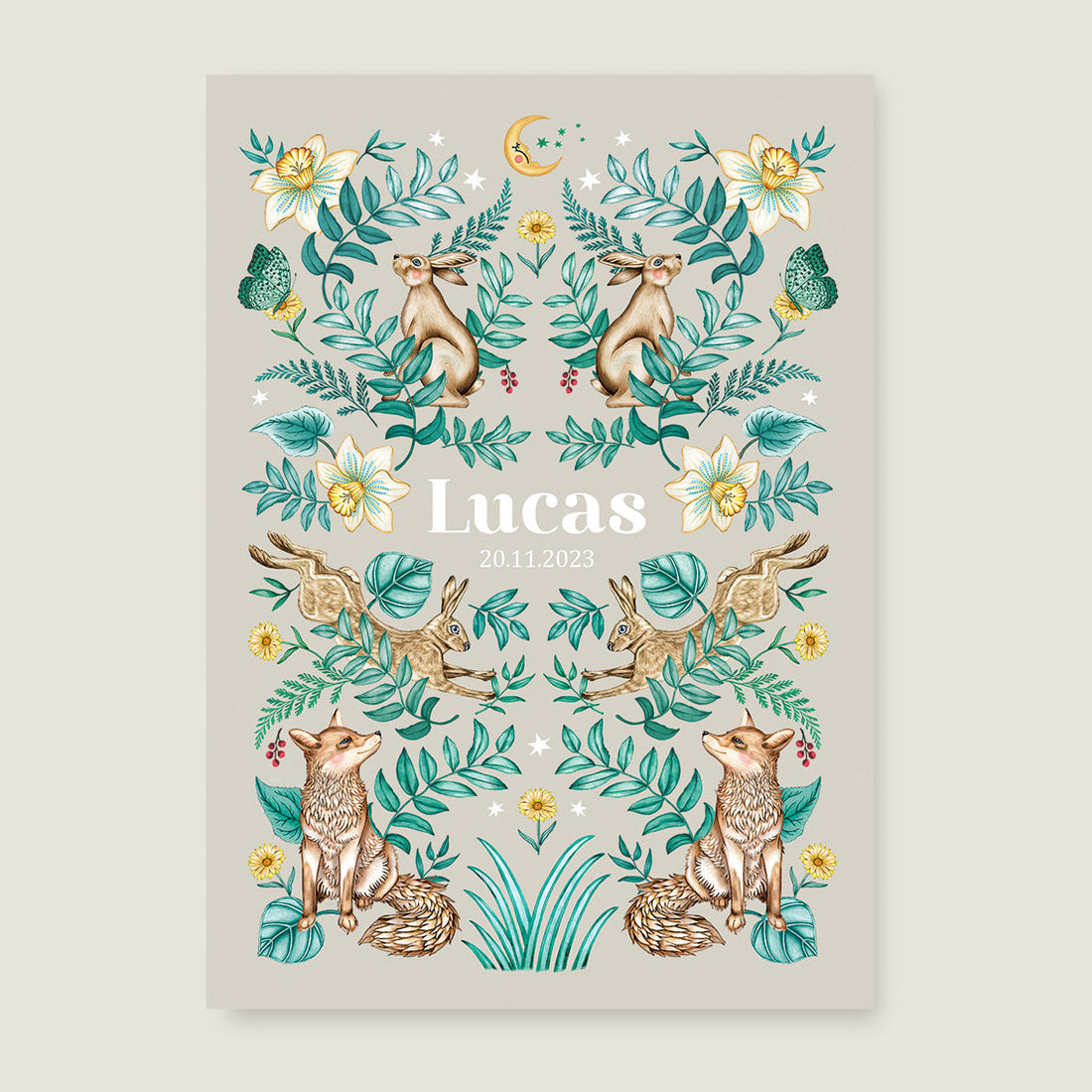 Print Bos dieren khaki - Story of July