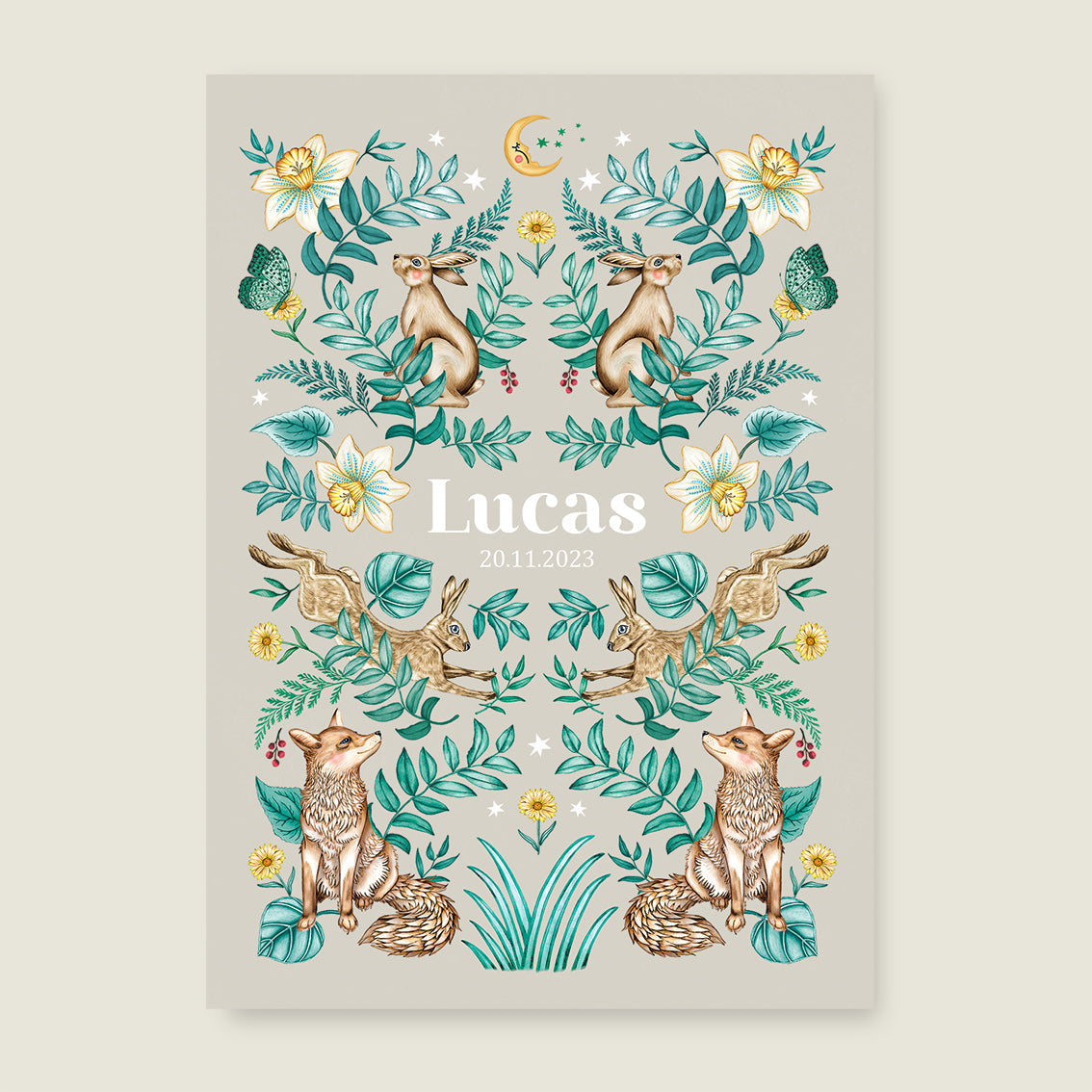 Print Bos dieren khaki - Story of July