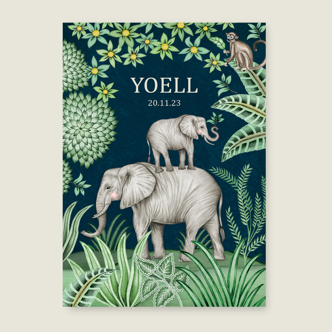 Print Cute elephant dark blue - Story of July