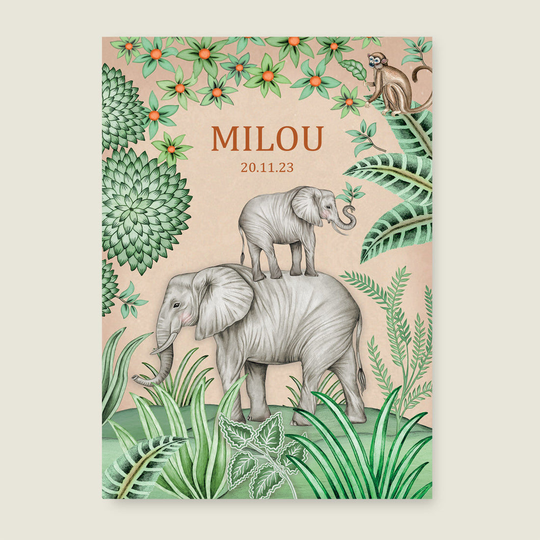 Print Cute elephant peach - Story of July