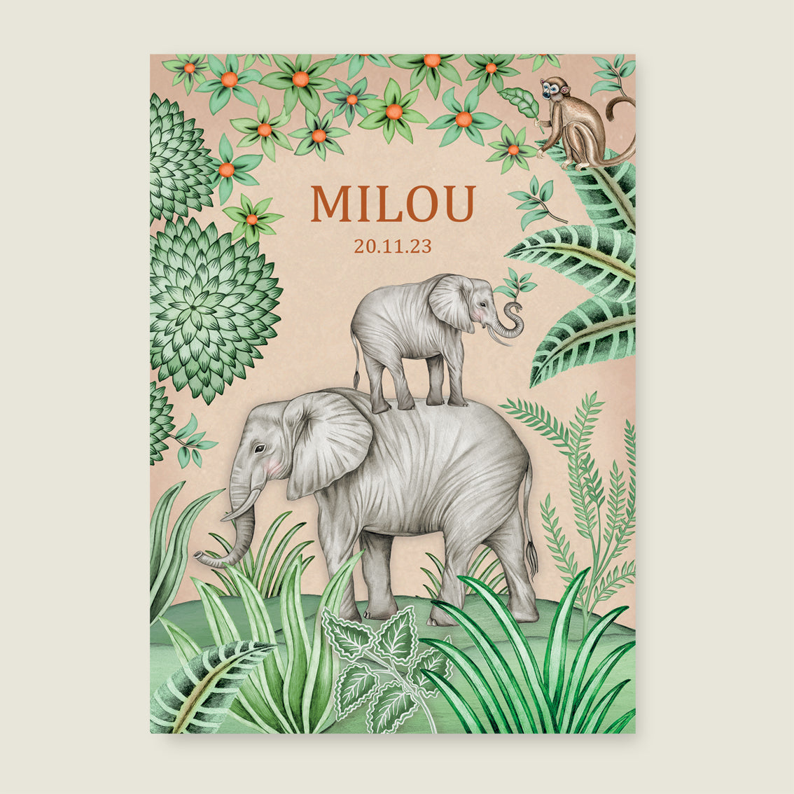 Print Cute elephant peach - Story of July