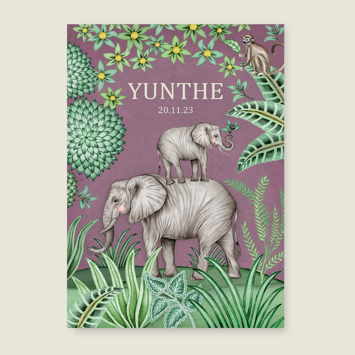 Print Cute elephant purple - Story of July