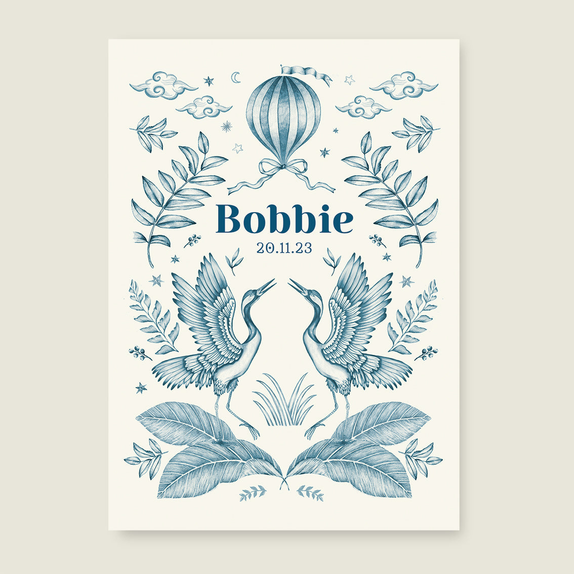 Print Dancing crane birds - Story of July