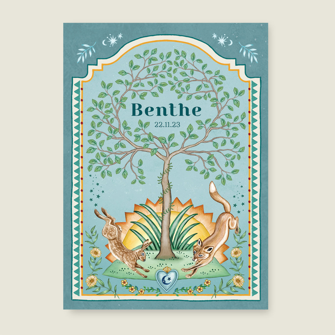 Print Jumping fox blue - Story of July