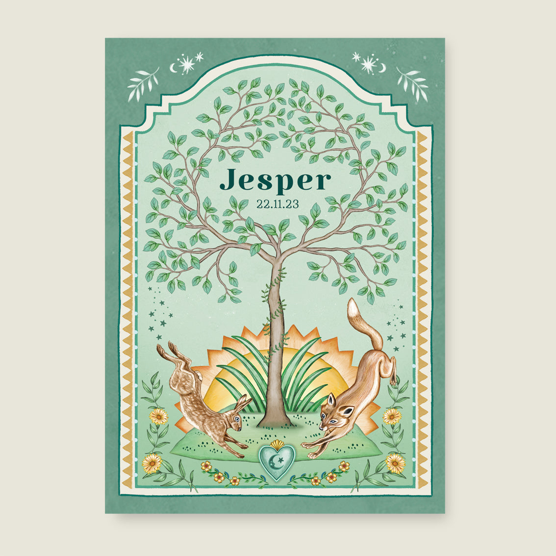 Print Jumping fox green - Story of July