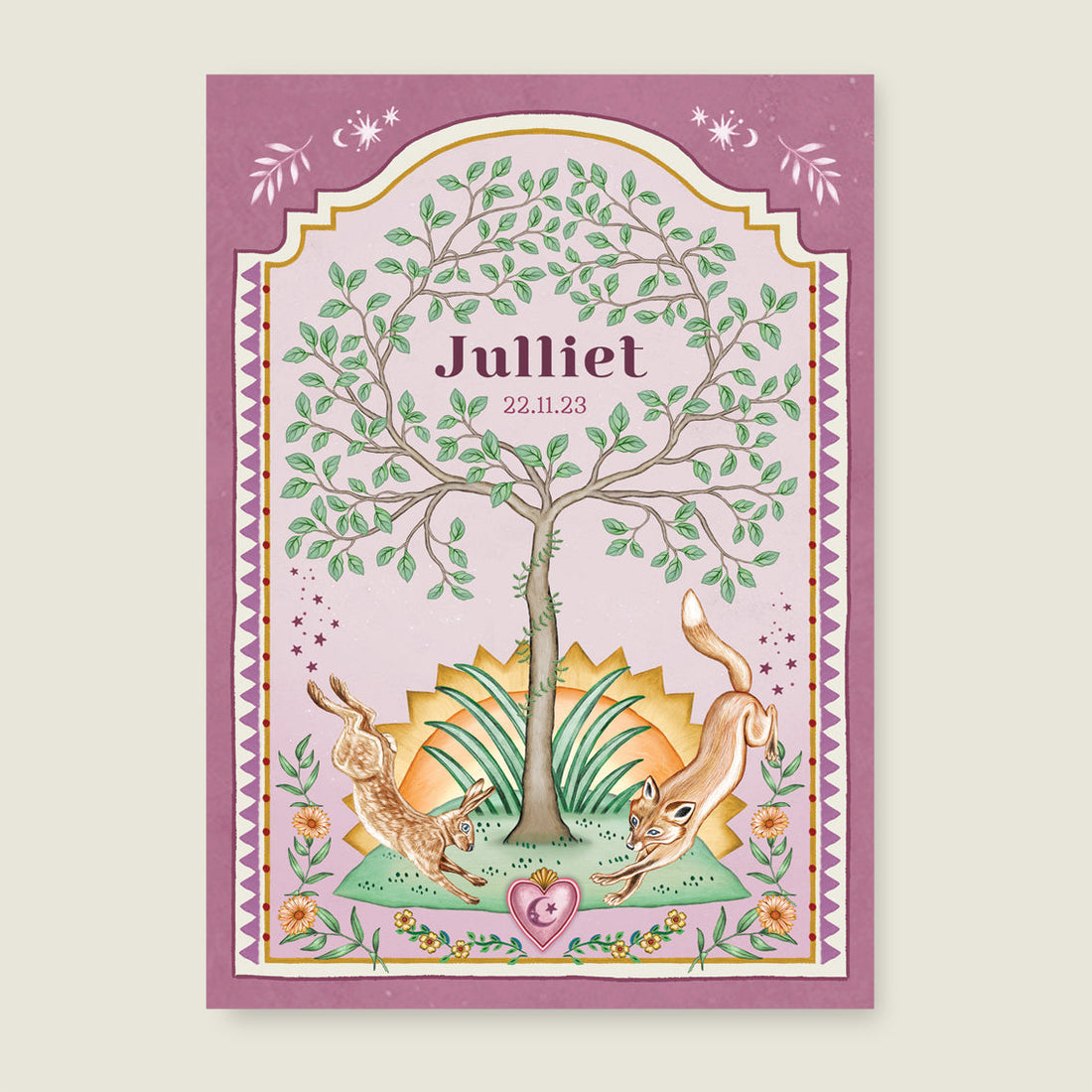 Print Jumping fox lila - Story of July