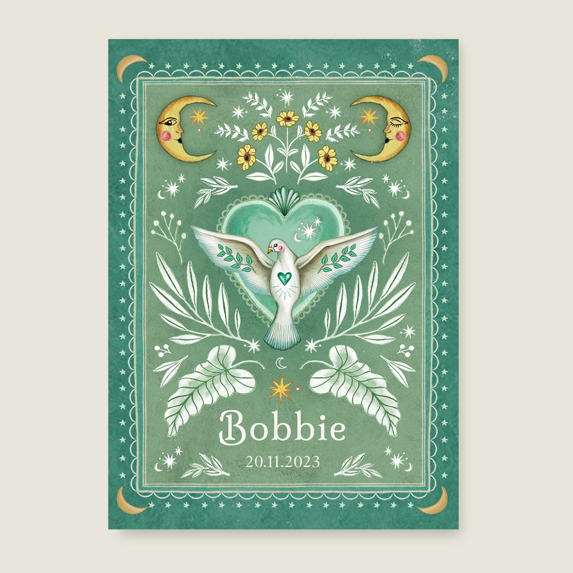 Print Love dove green - Story of July