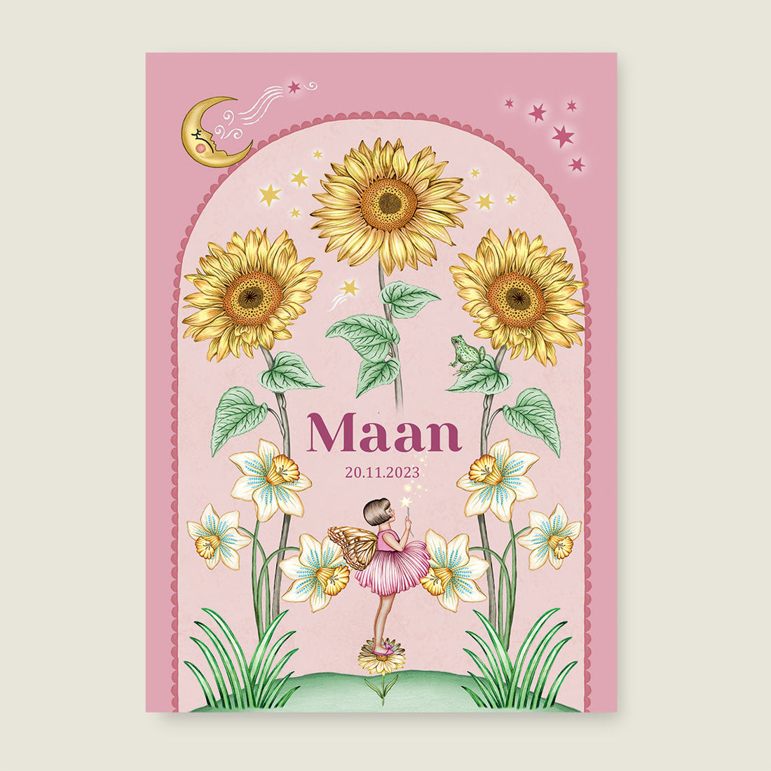 Print Sun flowers roze - Story of July