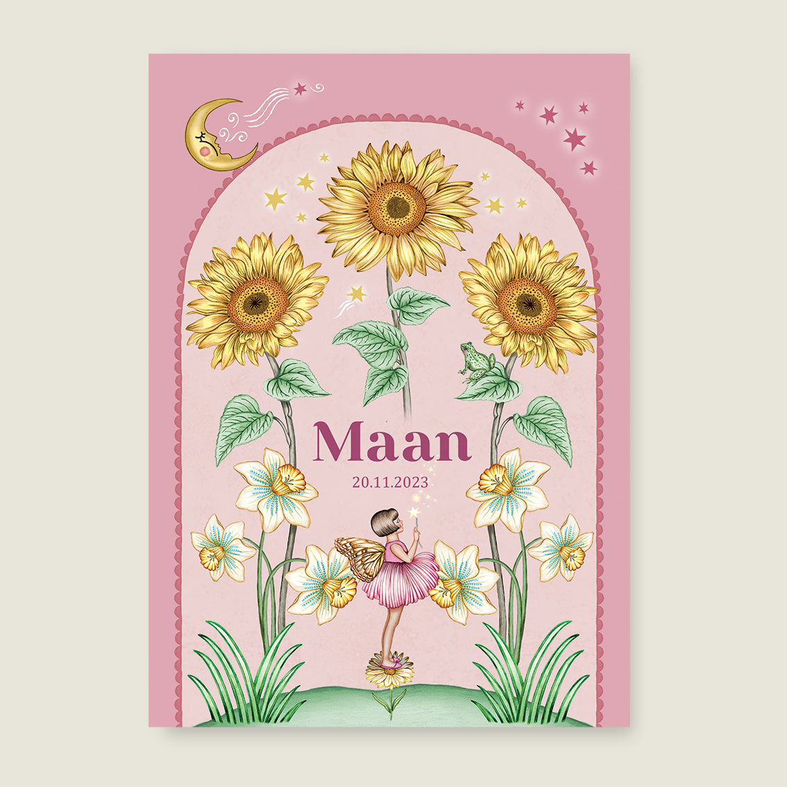 Print Sun flowers roze - Story of July