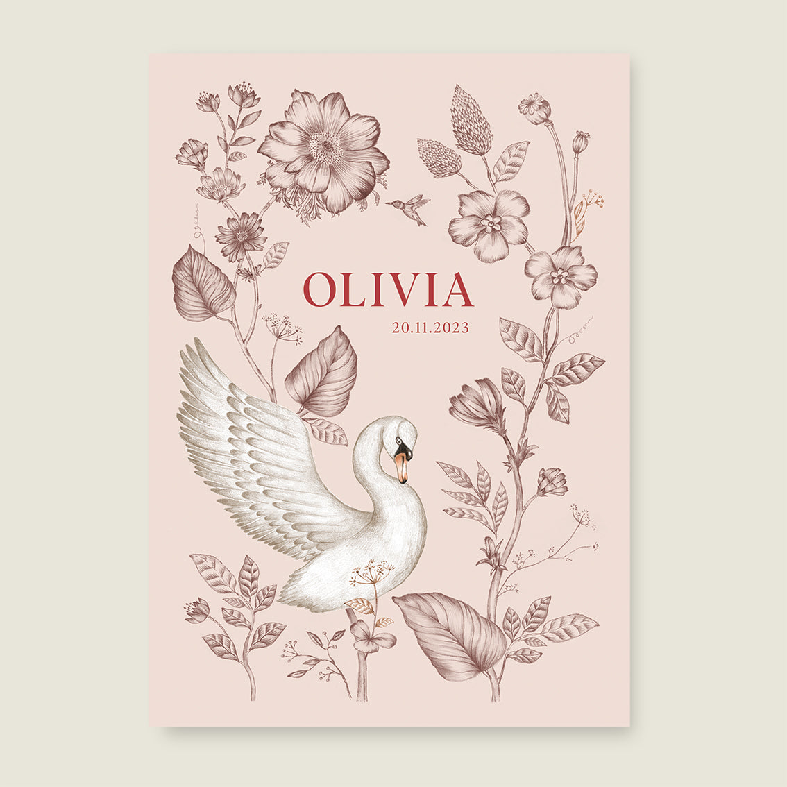 Print Swan flowers terra - Story of July