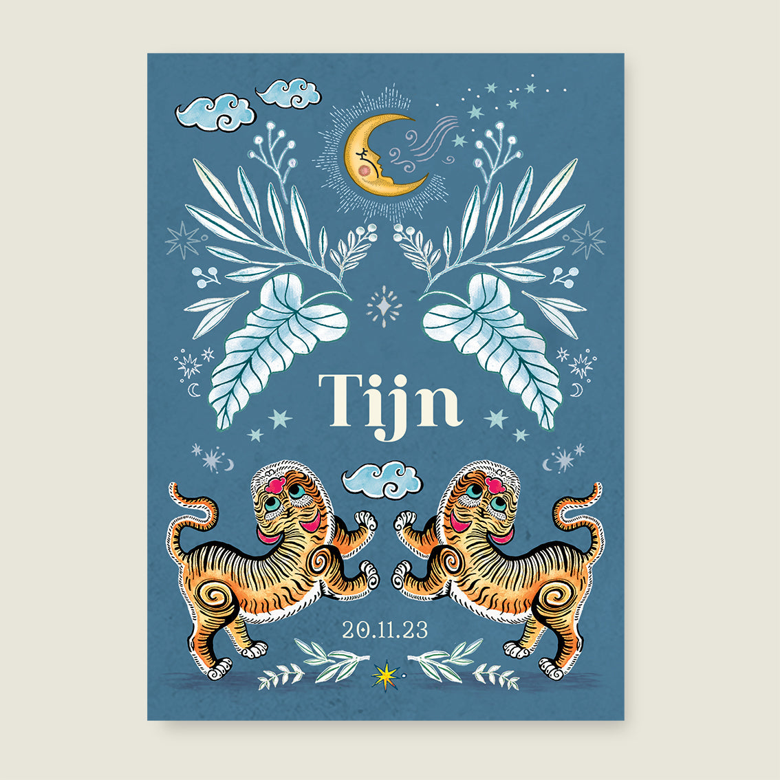 Sample Two Pretty Tigers Blauw - Story of July