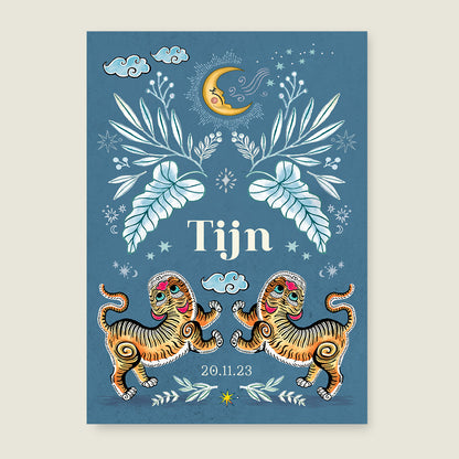 Sample Two Pretty Tigers Blauw - Story of July