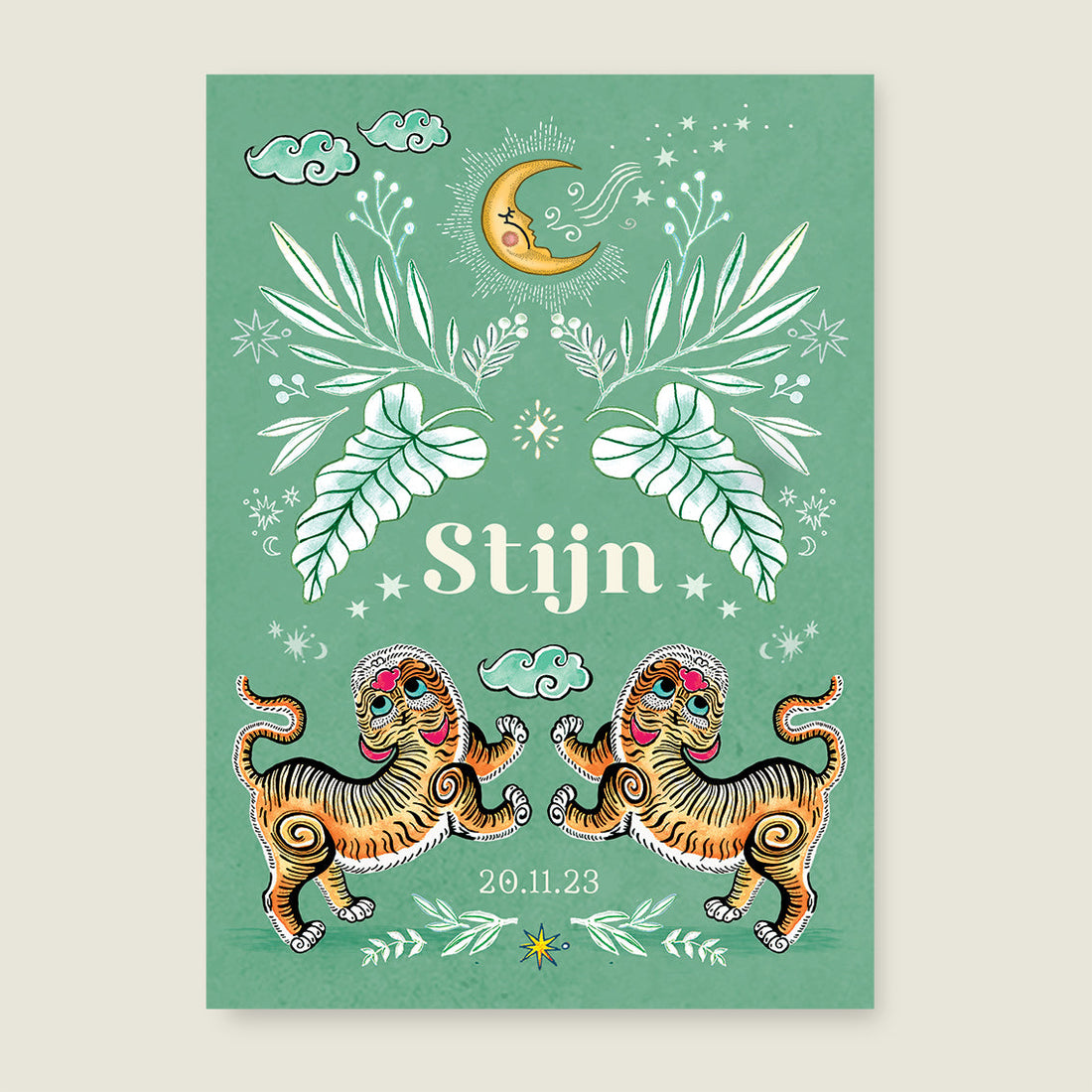 Sample Two Pretty Tigers Groen - Story of July