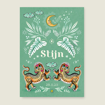 Sample Two Pretty Tigers Groen - Story of July