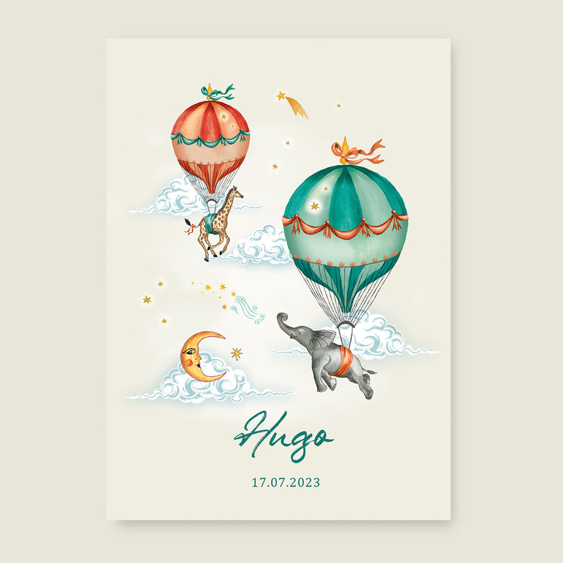 Print Elephant and Giraffe - Story of July