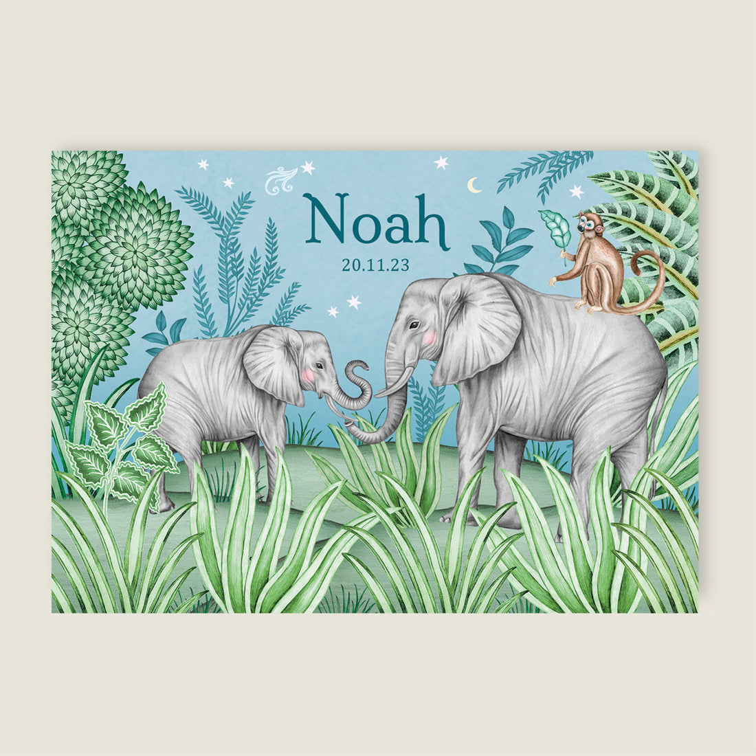 Print Elephant jungle blue - Story of July