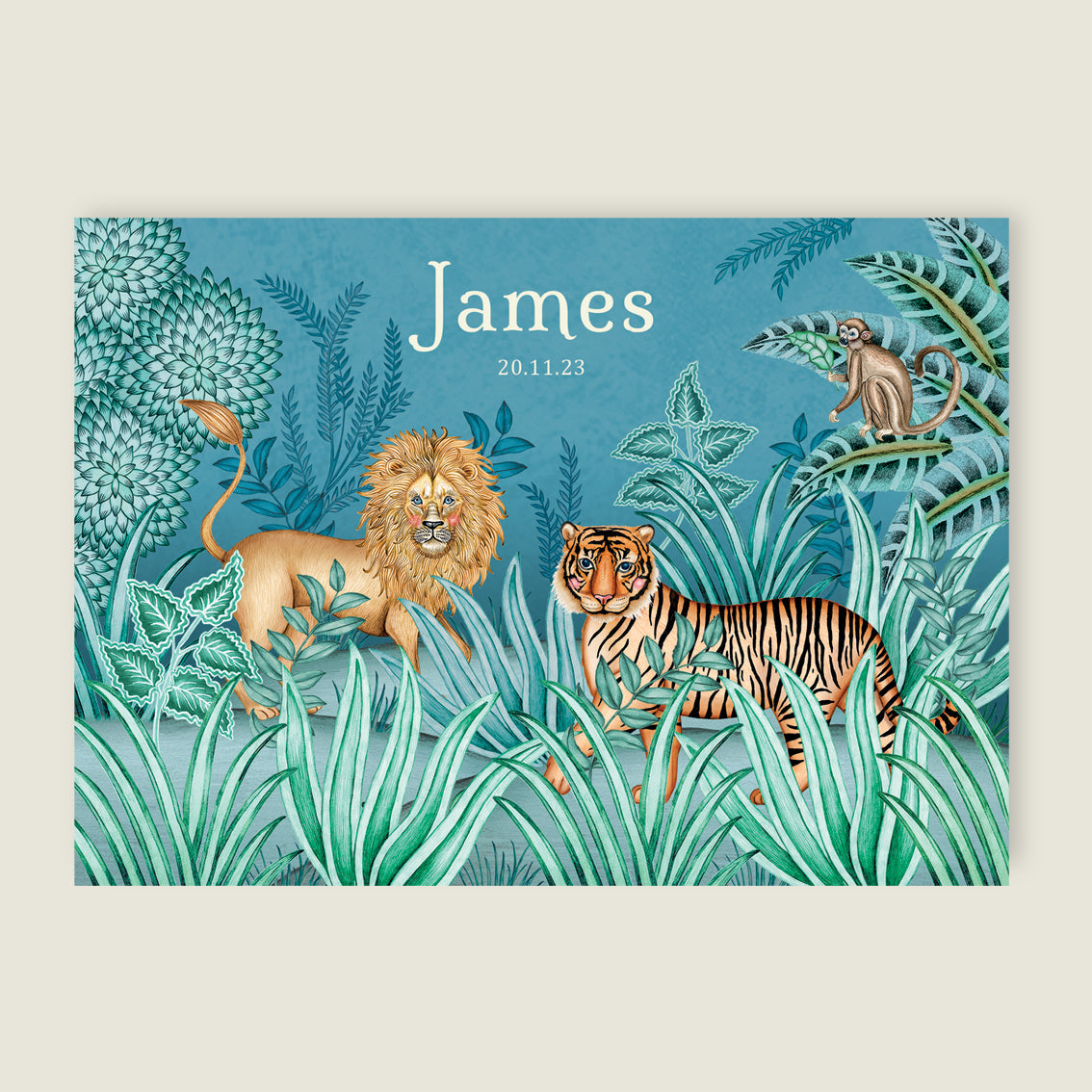 Print Lion and the tiger blue - Story of July