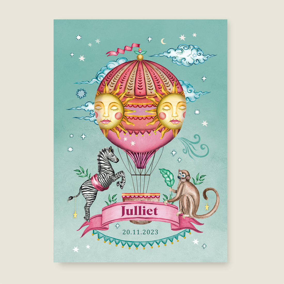 Print Zebra and the monkey - Story of July