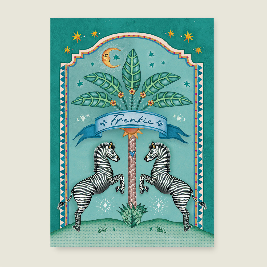 Print Zebra palms green - Story of July