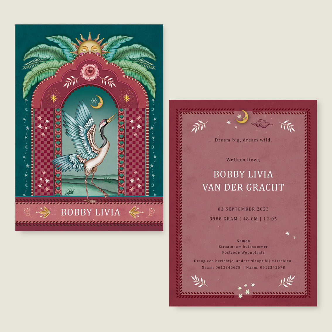 Sample Crane Bird Red - Story of July