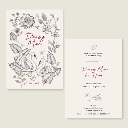 Sample Swan Flowers Family Offwhite - Story of July