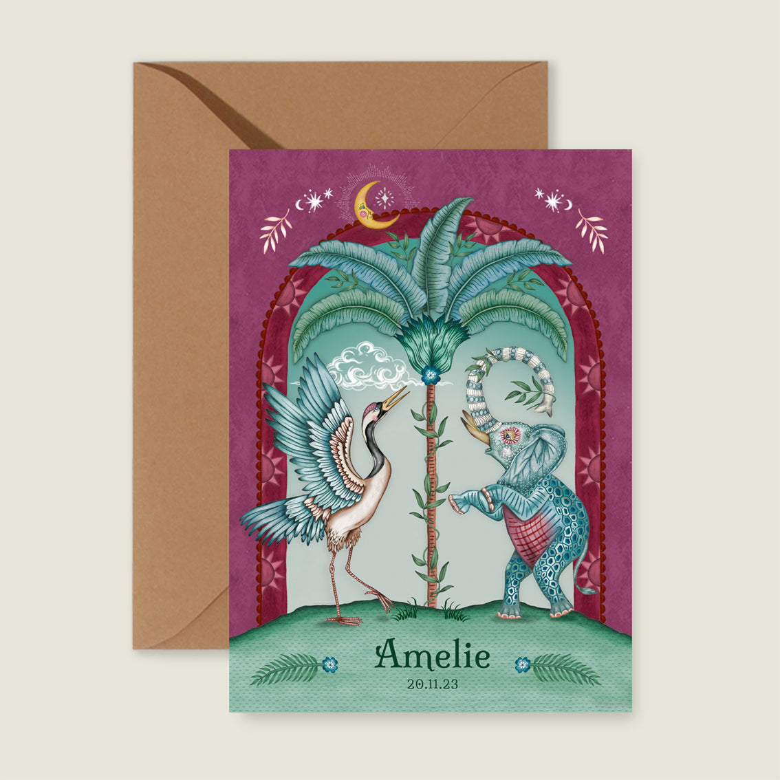 Sample Cranebird And Elephant Red - Story of July