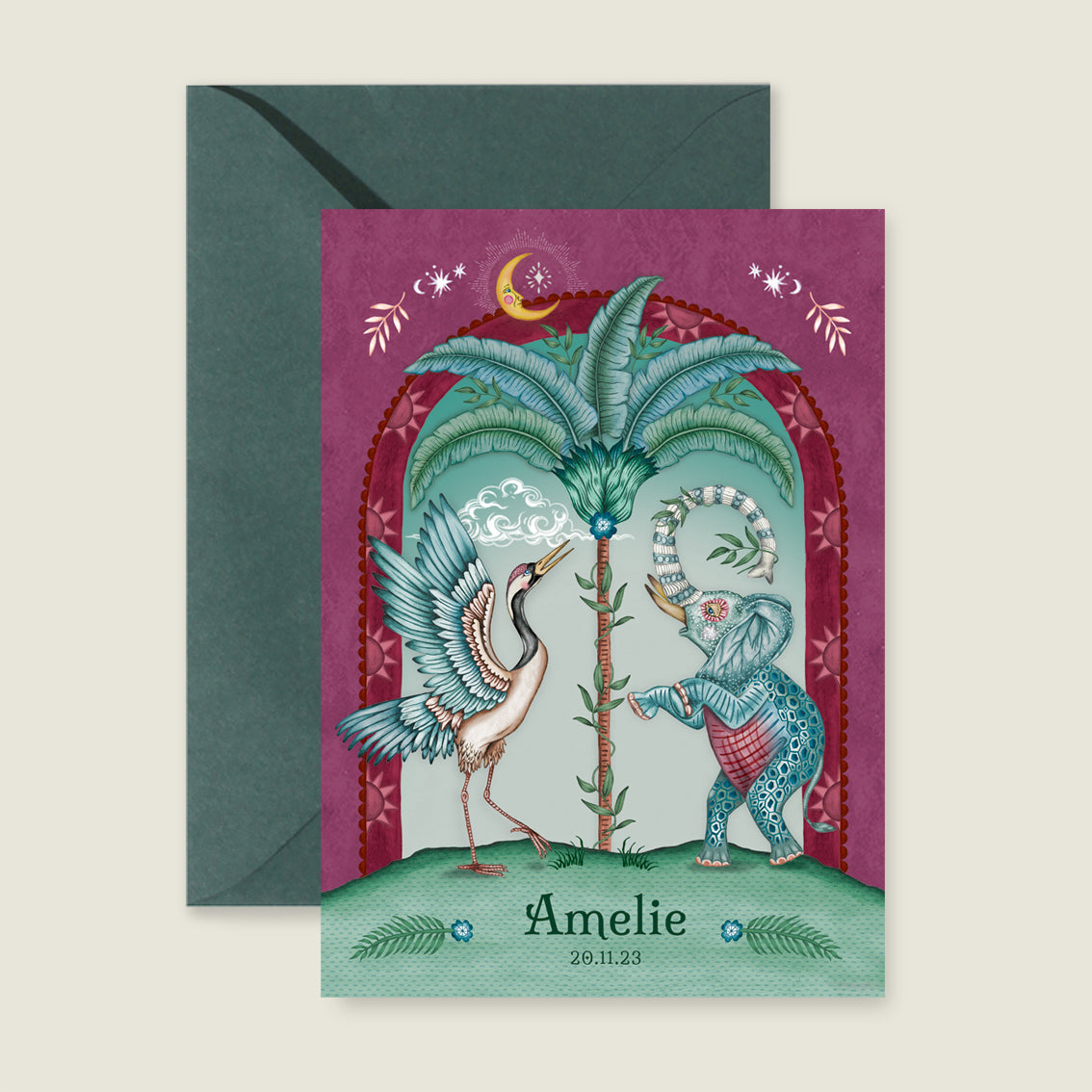 Sample Cranebird And Elephant Red - Story of July