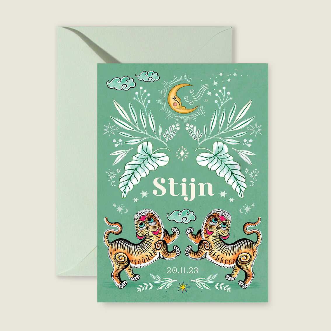 Sample Two Pretty Tigers Groen - Story of July